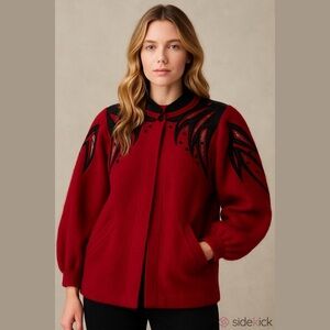 Vintage Ingrid Muhlhofer 1980 Mohair, Beaded, Floral Sweater,Size Medium.